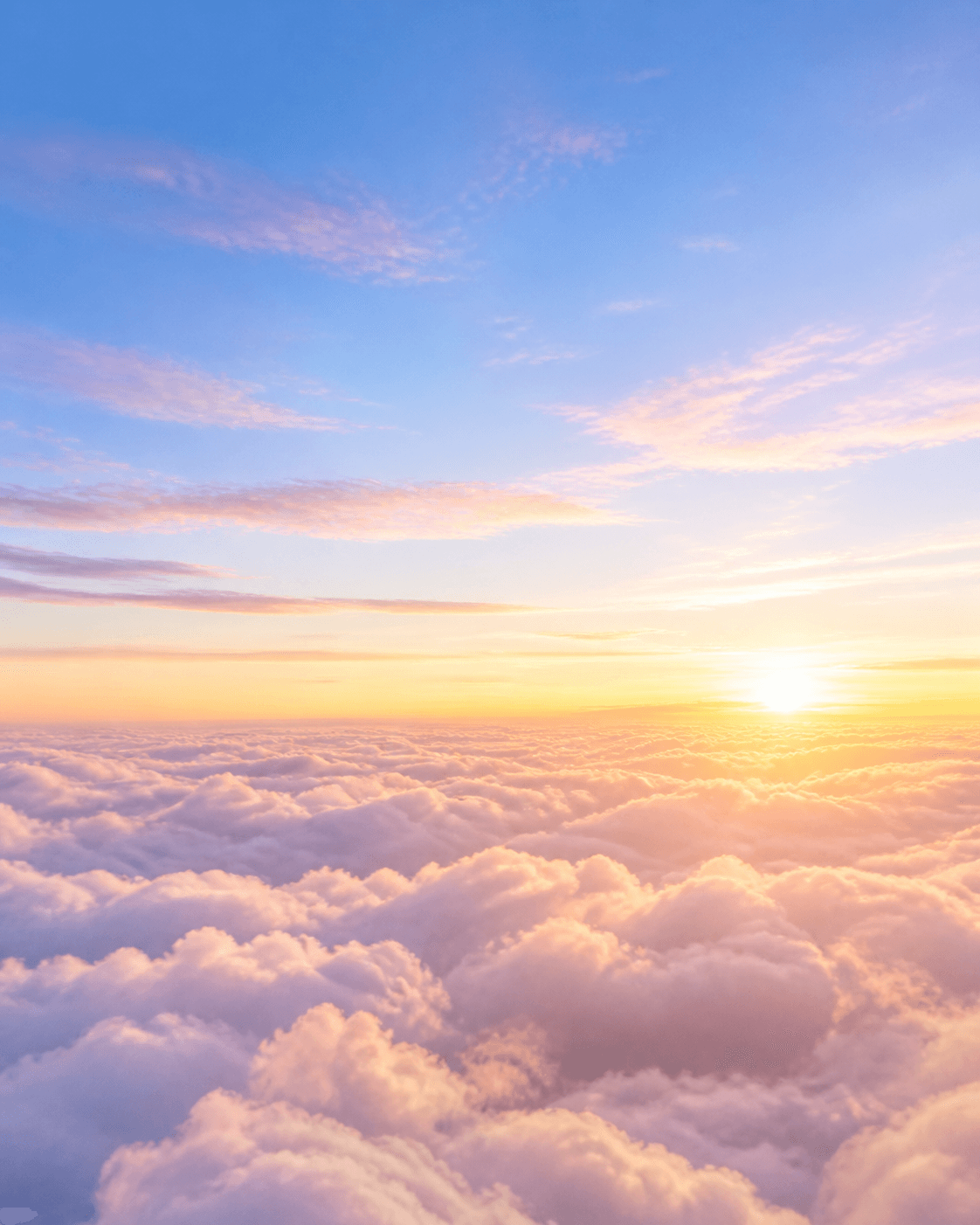 Sunlit clouds seen through a plane window